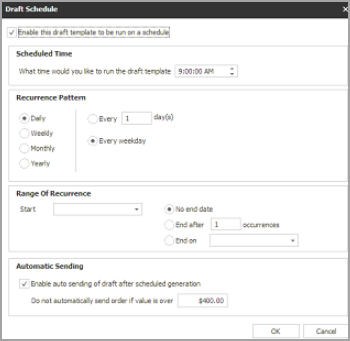 Edit schedule with auto-send settings