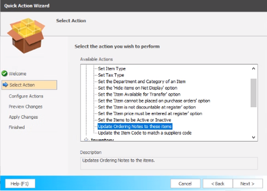 Ordering notes field in Item Manager