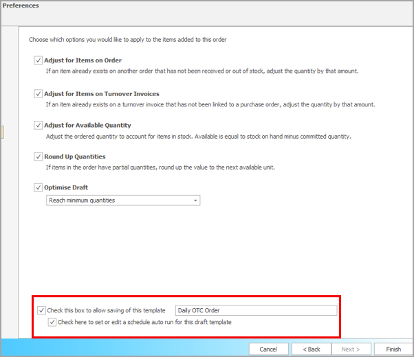Template preferences page