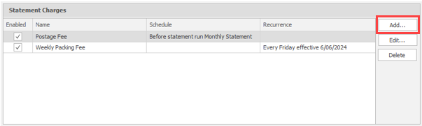 Statement Charges section